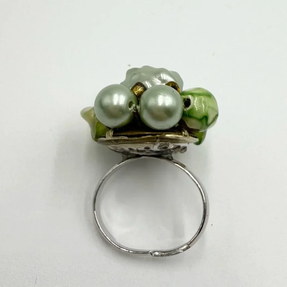 Vintage Beaded Clip on Earrings Ring Sets